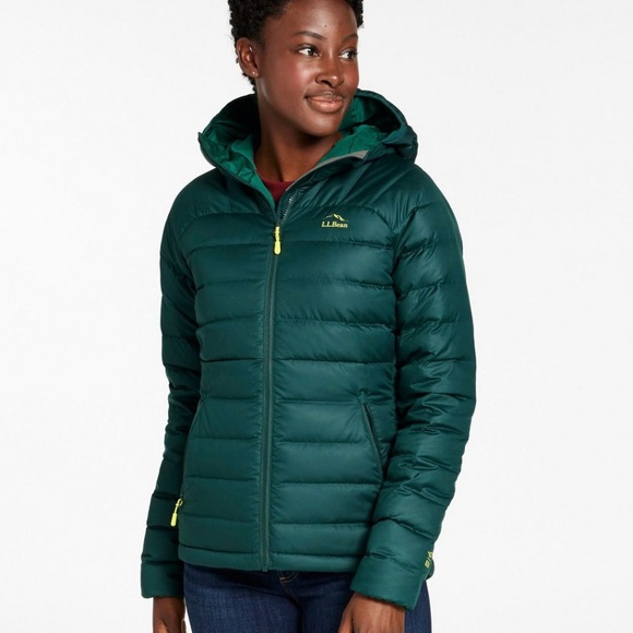 LL Bean Women’s Bean’s Down Hooded Jacket in Dark Pine - Picture 2 of 10